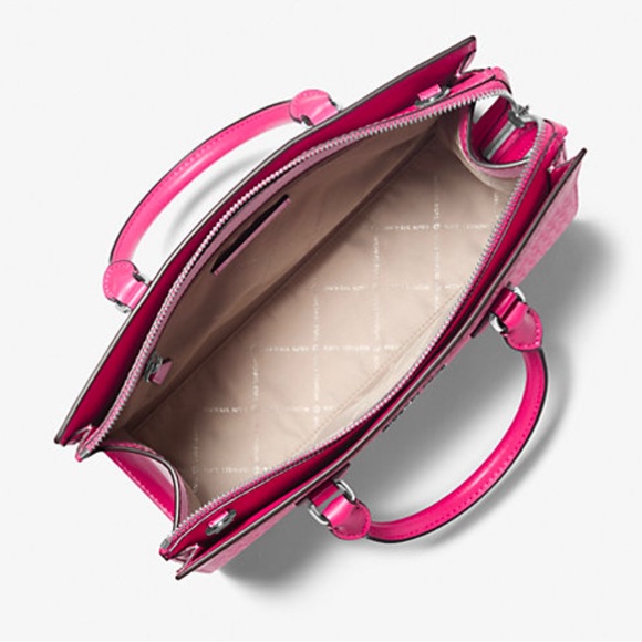 Michael Kors Pink Satchel with Monogram Pattern and Structured Shape - Picture 3 of 4